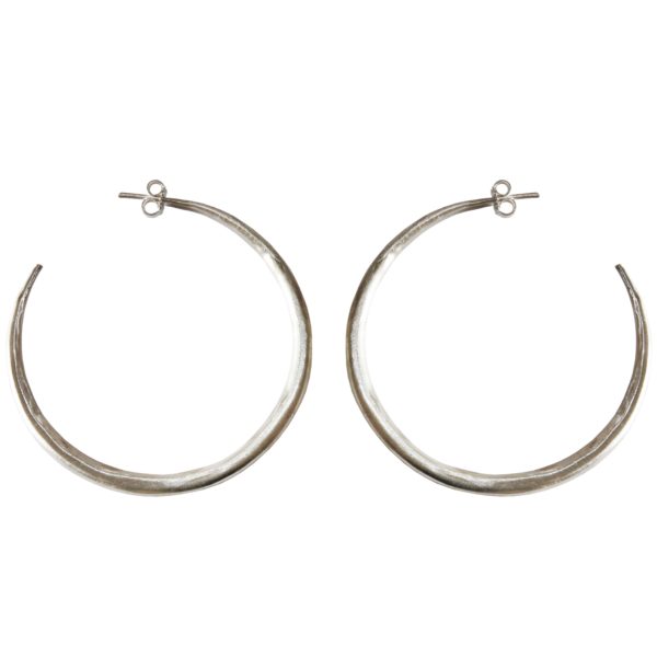 Large Silver Chenier Hoop Earrings