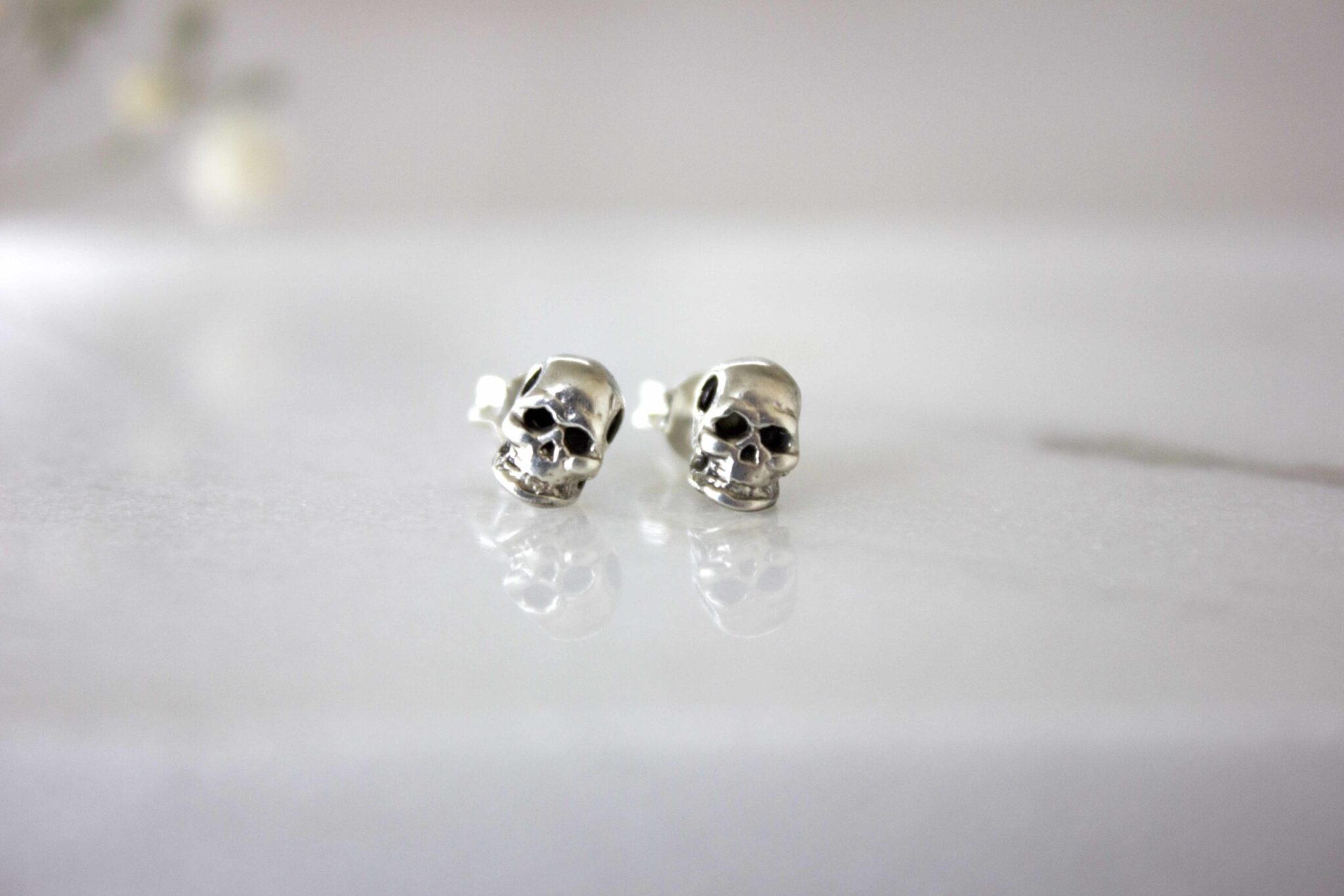 Skull studs - Eni Jewellery - handmade from eco silver