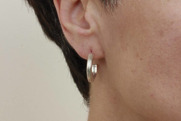 Silver Textured Hoops - Image 2