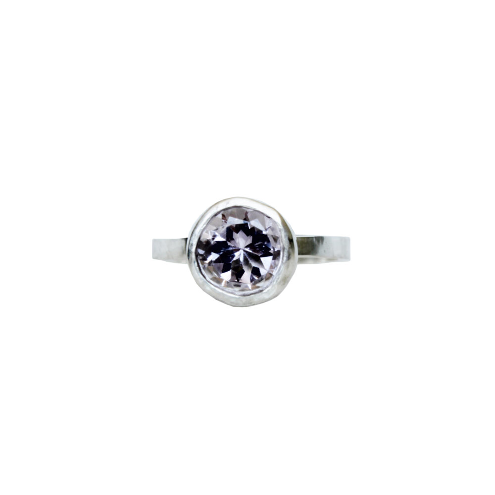 Minimal engagement ring with amethyst