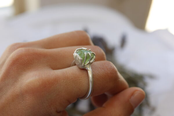 Peridot Organic Silver Ring